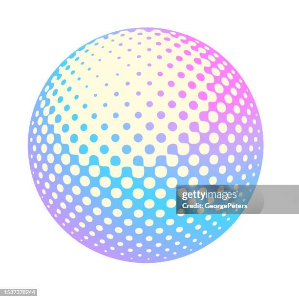 3d ball with half tone dot pattern - purple golf balls stock illustrations