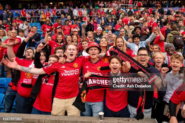 Manchester United fans show their support after the Pre-Season Friendly match between Manchester United and Leeds United at Ullevaal Stadium on July...