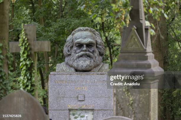 View of tombstones at the London Highgate Cemetery that was built in 1839, due to the inadequacy of church cemeteries in the Victorian Era in London,...