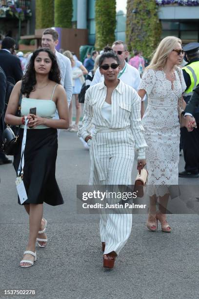 Charithra Chandran attends day ten of the Wimbledon Tennis Championships at All England Lawn Tennis and Croquet Club on July 12, 2023 in London,...