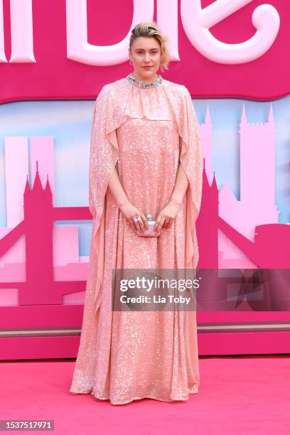 Greta Gerwig attends The European Premiere Of "Barbie" at Cineworld Leicester Square on July 12, 2023 in London, England.