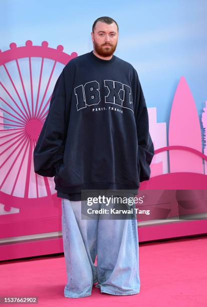 Sam Smith attends the "Barbie" European Premiere at Cineworld Leicester Square on July 12, 2023 in London, England.