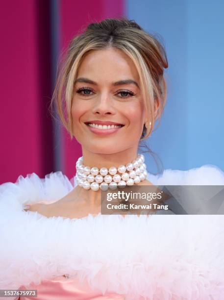 Margot Robbie attends the "Barbie" European Premiere at Cineworld Leicester Square on July 12, 2023 in London, England.