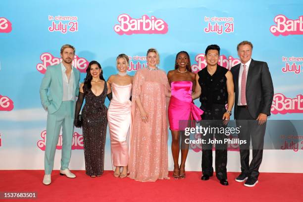 Ryan Gosling, America Ferrera, Margot Robbie, Greta Gerwig, Issa Rae, Simu Liu and Will Ferrell attend The European Premiere Of "Barbie" at Cineworld...