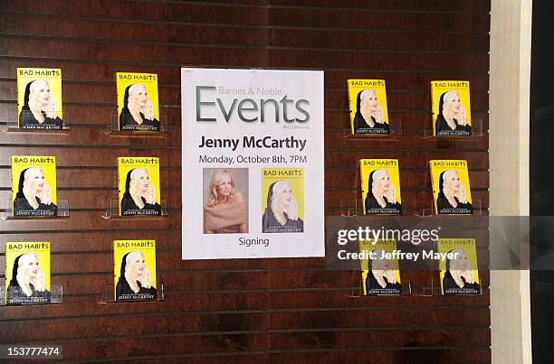 Actress Jenny McCarthy signage of her new book 'Bad Habits' at Barnes & Noble bookstore at The Grove on October 8, 2012 in Los Angeles, California.