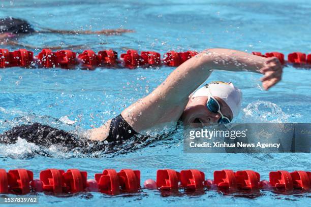 Amelie Treib of Germany competes in swimming during the women's final of the UIPM 2023 U17 World Championships in Alexandria, Egypt, July 15, 2023.