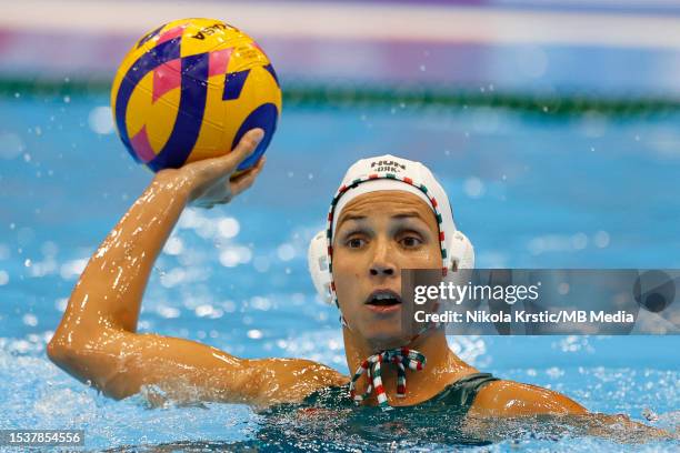 Rita Keszthelyi of Hungary in action during the Women's Water polo match between Hungary and Canada during the Fukuoka 2023 World Aquatics...