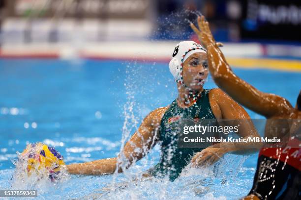 Rita Keszthelyi of Hungary in action during the Women's Water polo match between Hungary and Canada during the Fukuoka 2023 World Aquatics...