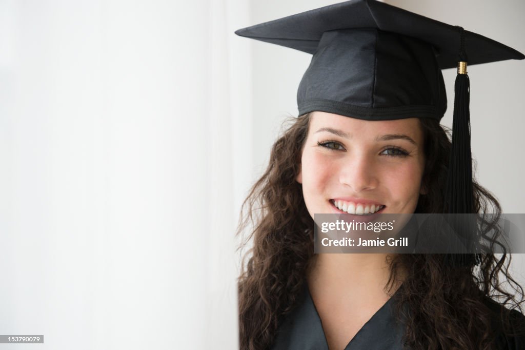 Portrait of teenage girl at graduation