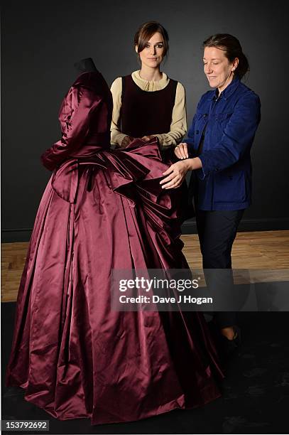 Actress Keira Knightley and costume designer Jacqueline Durran pose with the costume Keira wore in the film Anna Karenina. It will be featured in the...