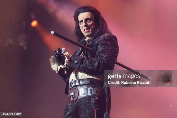 Alice Cooper of Hollywood Vampires performs on stage at The OVO Hydro on July 12, 2023 in Glasgow, Scotland.