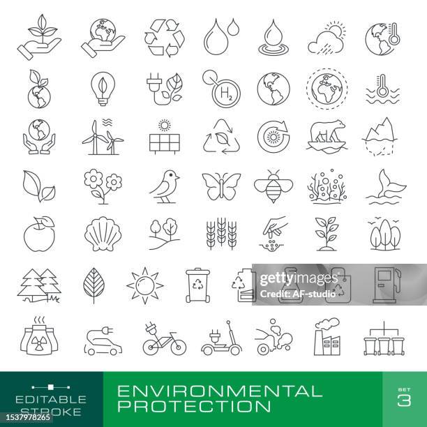 stockillustraties, clipart, cartoons en iconen met environmental conservation 3 - editable stroke - rif