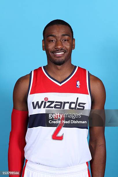 John Wall of the Washington Wizards poses for a portrait during 2012 NBA Media Day at the Verizon Center on October 1, 2012 in Washington, DC. NOTE...