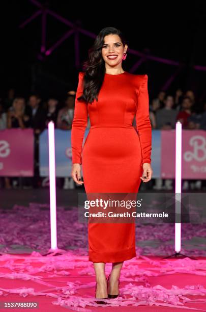 America Ferrera attends the "Barbie" VIP Photocall at The London Eye on July 12, 2023 in London, England.