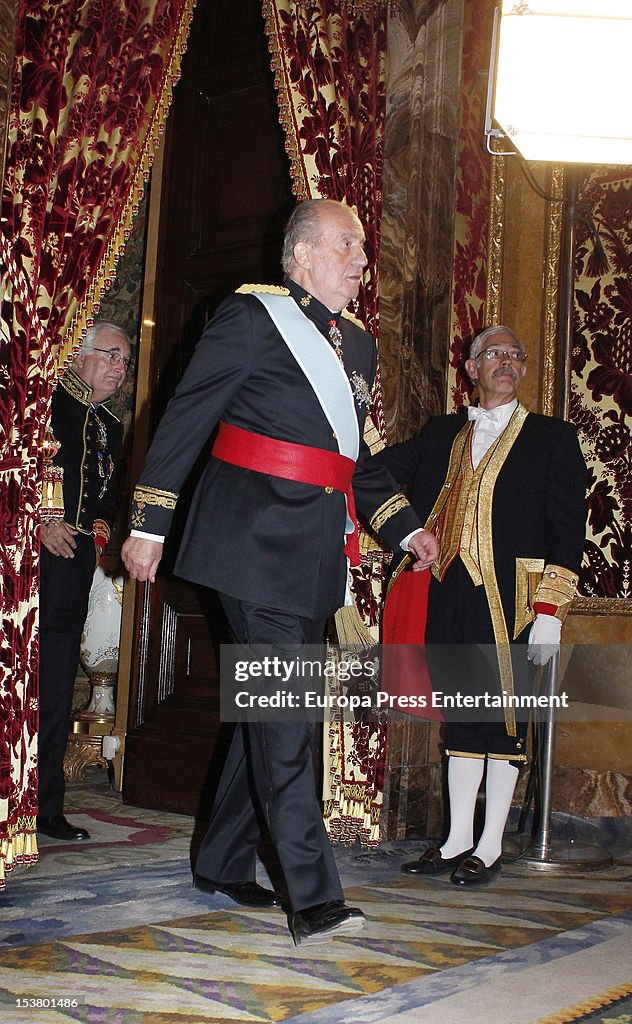 King Juan Carlos of Spain Attends Audiences in Madrid