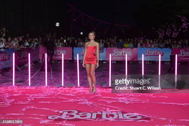 Cast and filmmakers light up London pink to celebrate the European Premiere of Barbie, in cinemas 21 July. At London Eye on July 12, 2023 in London,...
