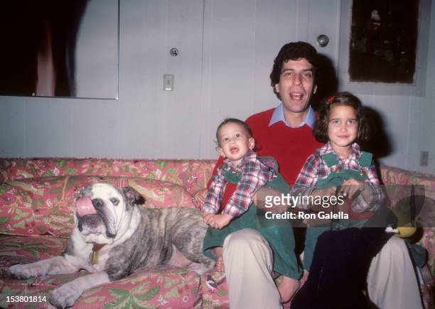 Musician Jon Bauman of Sha Na Na, daughter Nora Bauman and son Eli Bauman being photographed for exclusive photo session on December 20, 1983 at Jon...