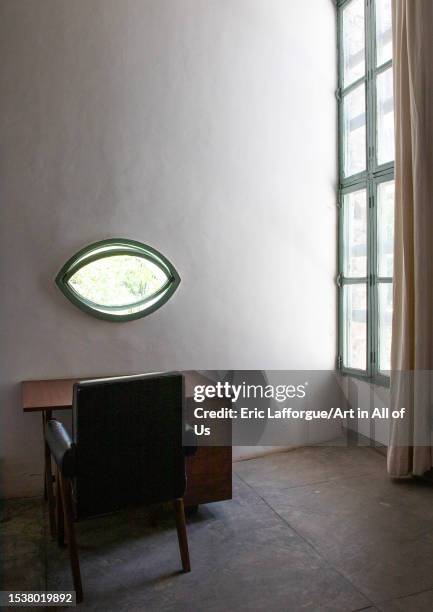 House type 4-J bedroom in Pierre Jeanneret museum, Punjab State, Chandigarh, India on June 8, 2023 in Chandigarh, India.