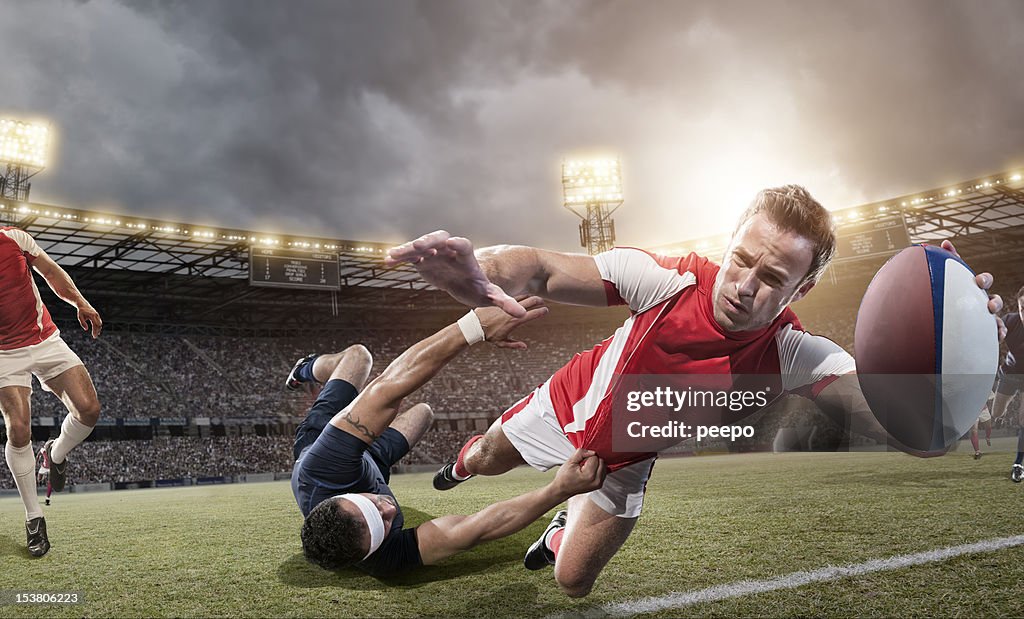 Rugby Player About To Score