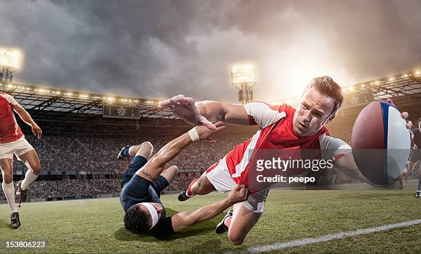 rugby player about to score - rugby union stock pictures, royalty-free photos & images