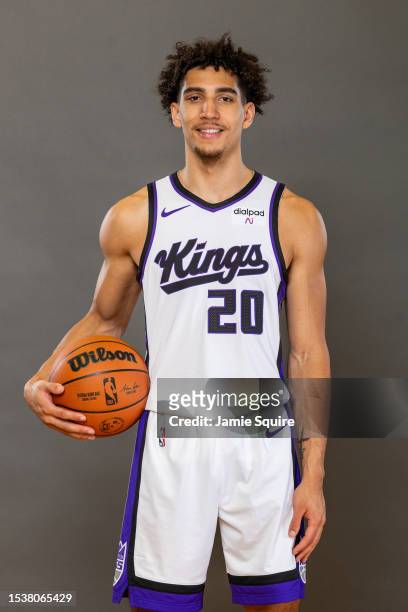 Colby Jones of the Sacramento Kings poses for a portrait during the 2023 NBA rookie photo shoot at UNLV on July 12, 2023 in Las Vegas, Nevada.