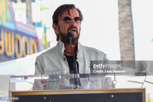 Ringo Starr attends as Sheila E. Is honored with a star on Hollywood Walk of Fame on July 12, 2023 in Hollywood, California.