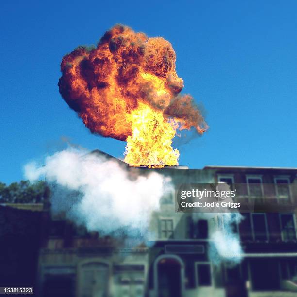 building exploding - burningon stock pictures, royalty-free photos & images