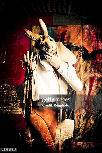 art and fashion series: rabbit - rabbit mask stock pictures, royalty-free photos & images