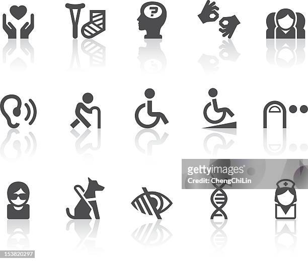 ilustraciones, imágenes clip art, dibujos animados e iconos de stock de discapacidad iconos/simple de la serie black - physical disability