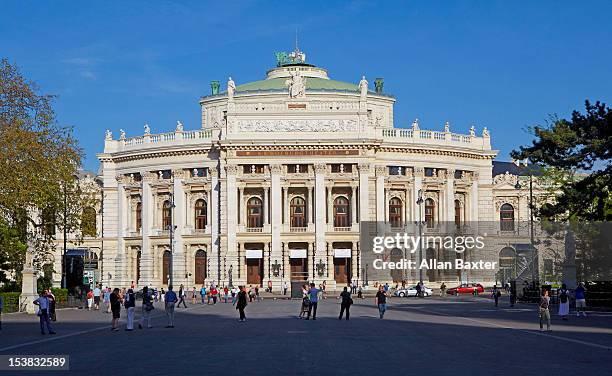 the entrance to burgtheatre - burgtheater wien stock pictures, royalty-free photos & images