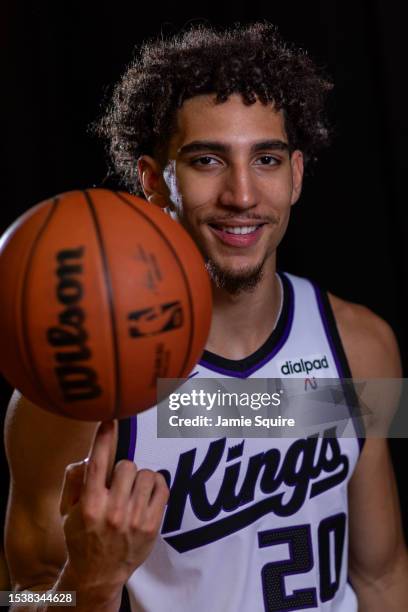 Colby Jones of the Sacramento Kings poses for a portrait during the 2023 NBA rookie photo shoot at UNLV on July 12, 2023 in Las Vegas, Nevada.