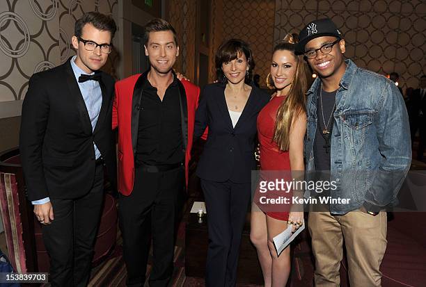 Stylist Brad Goreski, singer Lance Bass, President of Dick Clark Productions Orly Adelson, singer Kimberly Cole, and actor Tristan Wilds pose during...