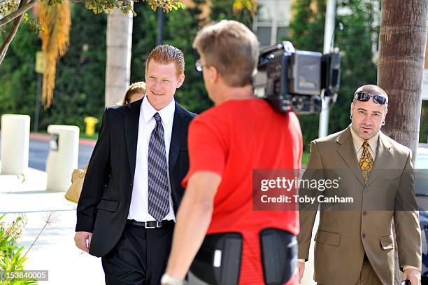 Redmond O'Neal leaves court after his final progress report at LAX Courthouse on October 9, 2012 in Los Angeles, California. O'Neal will be placed on...