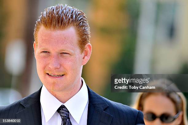 Redmond O'Neal leaves court after his final progress report at LAX Courthouse on October 9, 2012 in Los Angeles, California. O'Neal will be placed on...