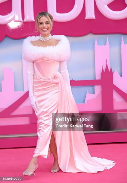 Margot Robbie attends the "Barbie" European Premiere at Cineworld Leicester Square on July 12, 2023 in London, England.