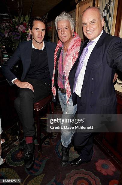 Otis Ferry, Nicky Haslam and Nicholas Coleridge attend as Nicholas Coleridge launches his new book 'The Adventuress' at Annabels on October 9, 2012...