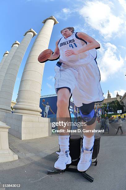 View of the the outside of F.C. Barcelona Regal against the Dallas Mavericks at Palau St. Jordi for NBA Europe Live 2012 on October 9, 2012 in...