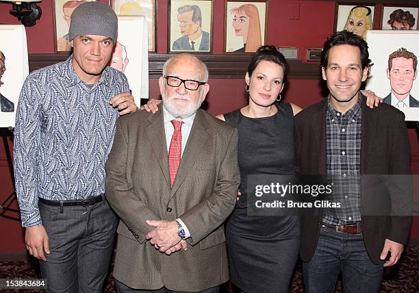 Michael Shannon, Ed Asner, Kate Arrington and Paul Rudd attend the portrait unveiling for the cast of Broadway's "Grace" at Sardi's on October 9,...