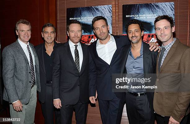 Actors Tate Donovan, George Clooney, Bryan Cranston, Ben Affleck, Grant Heslov and Scoot McNairy attend the "Argo" screening at the Time Warner...