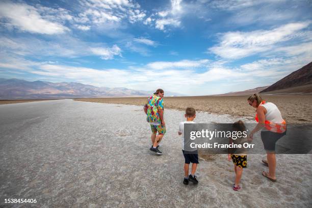 Death Valley, CA Thomas Valentine Jr., Thomas Valentine III Penelope Valentine and Nicole Valentine, of North Canton, Ohio are visiting Badwater...