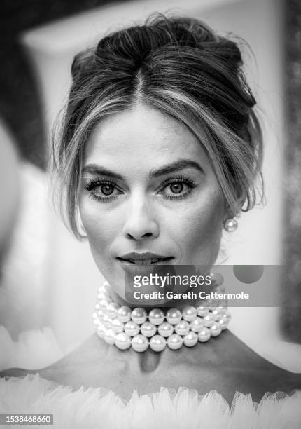 Margot Robbie attends the "Barbie" European Premiere at Cineworld Leicester Square on July 12, 2023 in London, England.