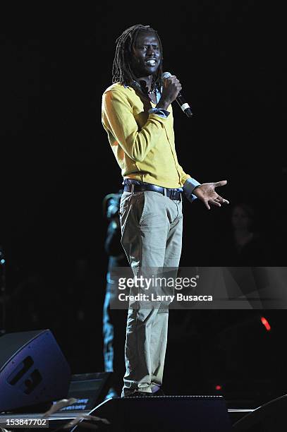Emmanuel Jal performs onstage at the One World Concert at Syracuse University on October 9, 2012 in Syracuse, New York.
