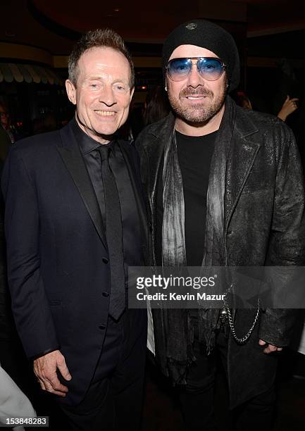John Paul Jones and Jason Bonham attend the after party for "Led Zeppelin: Celebration Day" at Monkey Bar on October 9, 2012 in New York City. The...