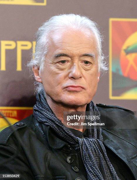 Musician Jimmy Page attends the "Led Zeppelin: Celebration Day" press conference at the Museum of Modern Art on October 9, 2012 in New York City.