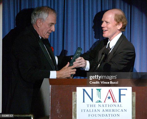 Director Ron Howard presents director Garry Marshall with a career achievement award at the National Italian American Foundation's West Coast Awards...