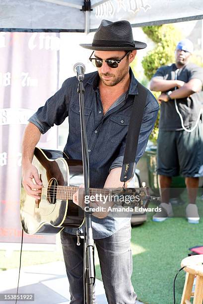 Musician James Shaw of the band Metric performs onstage at the 98.7FM Party Penthouse at The Historic Hollywood Tower on October 9, 2012 in...