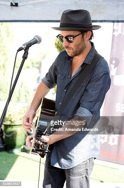 Musician James Shaw of the band Metric performs onstage at the 98.7FM Party Penthouse at The Historic Hollywood Tower on October 9, 2012 in...