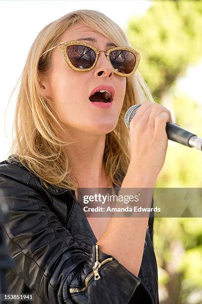 Singer Emily Haines of the band Metric performs onstage at the 98.7FM Party Penthouse at The Historic Hollywood Tower on October 9, 2012 in...