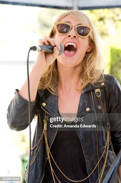 Singer Emily Haines of the band Metric performs onstage at the 98.7FM Party Penthouse at The Historic Hollywood Tower on October 9, 2012 in...