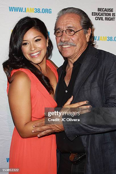 Actors Gina Rodriguez , and Edward J. Olmos arrive at the Screening of "Filly Brown" held at The Egyptian Theater on October 8, 2012 in Los Angeles,...